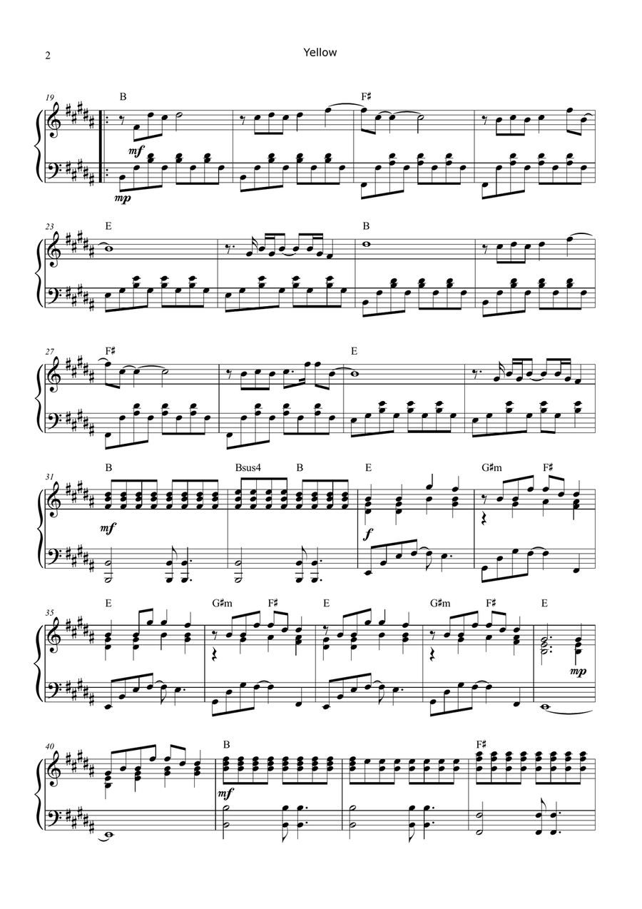 Yellow Piano Solo scores gallery preview page 2