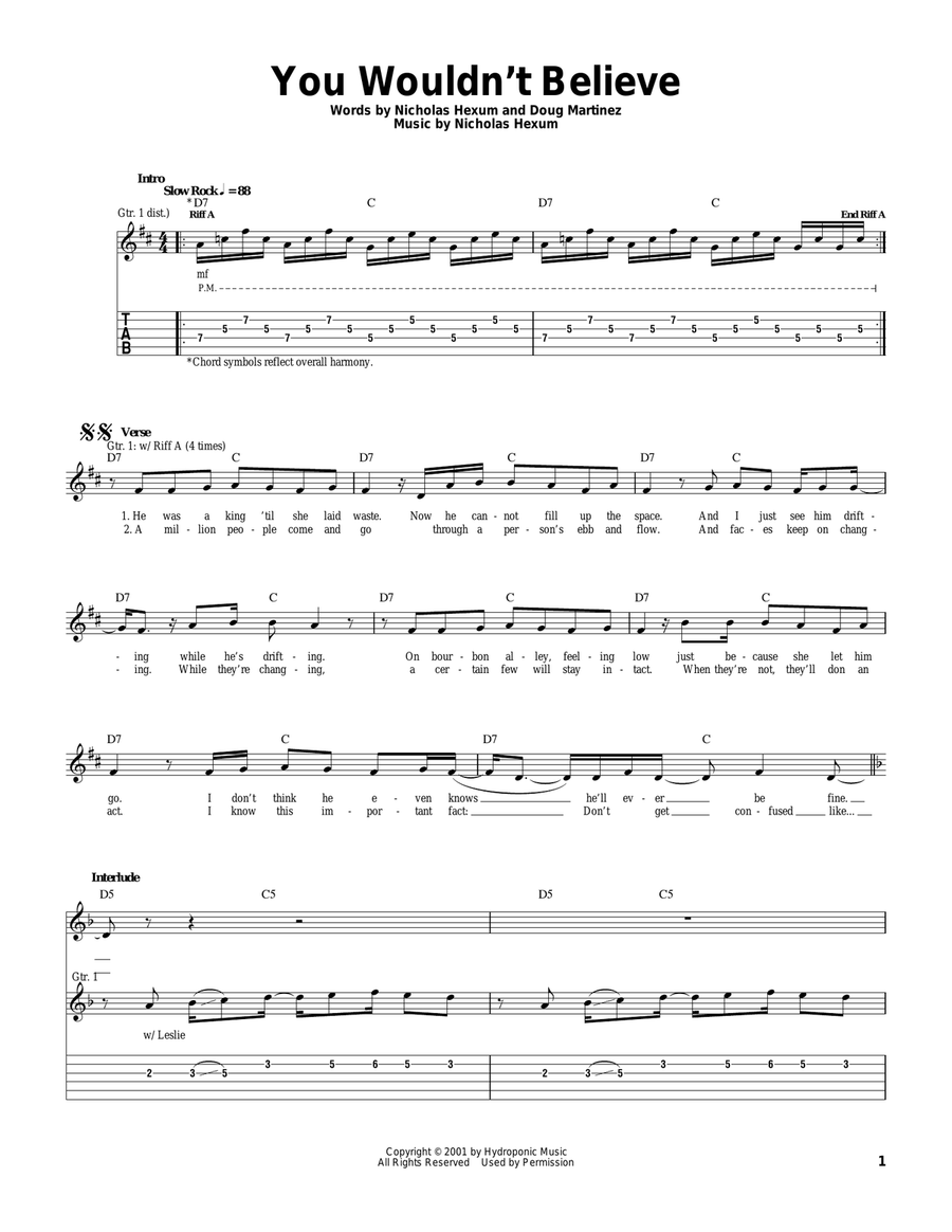 You Wouldn't Believe Acoustic Guitar scores gallery preview page 1