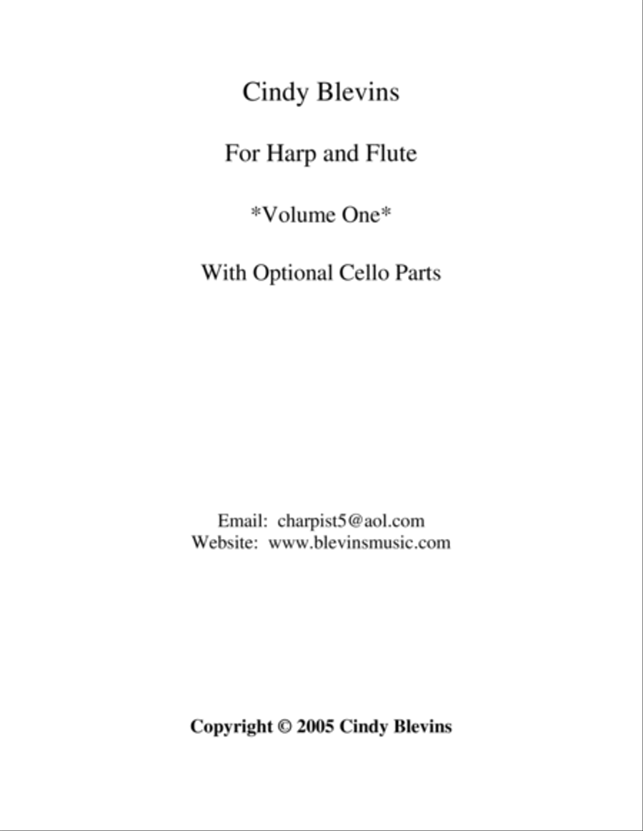 Cindy Blevins for Harp, Flute and Cello, Vol. 1 image number null