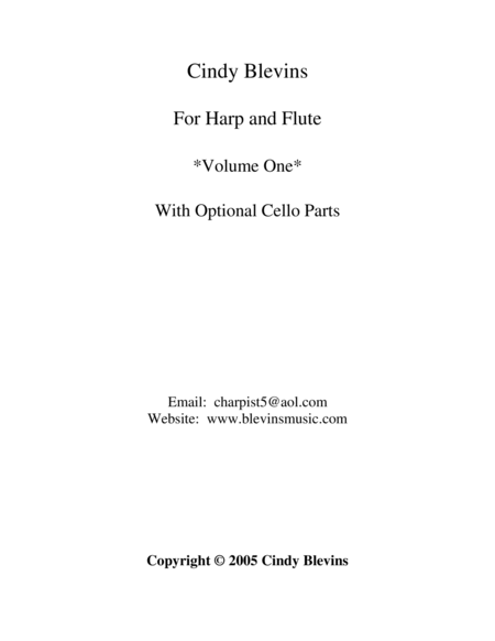 Cindy Blevins for Harp, Flute and Cello, Vol. 1 image number null