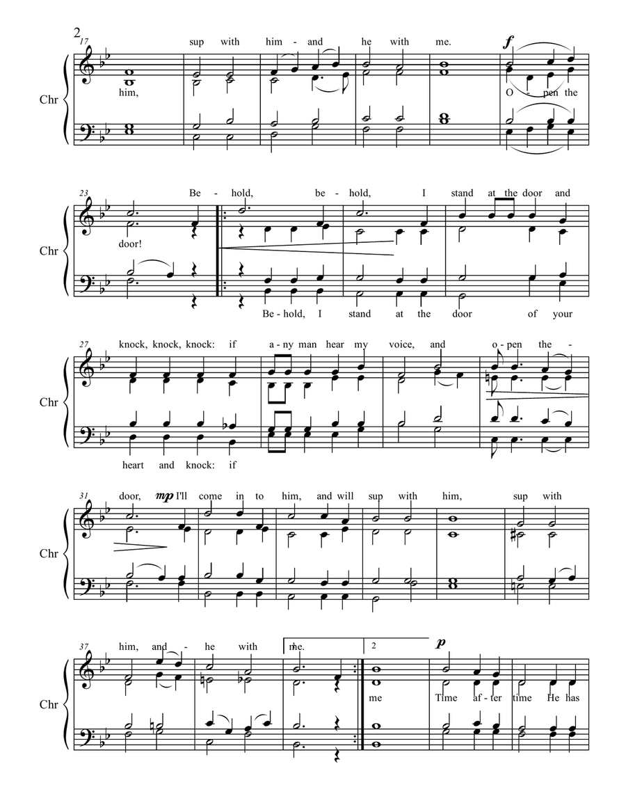 Behold! Behold! I Stand At The Door. 4-Part scores gallery preview page 2
