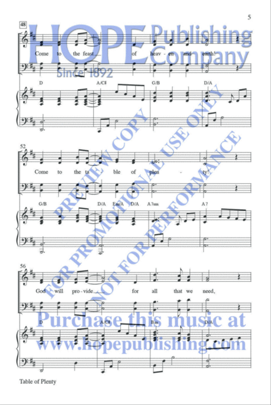 Table of Plenty Choir scores gallery preview page 6