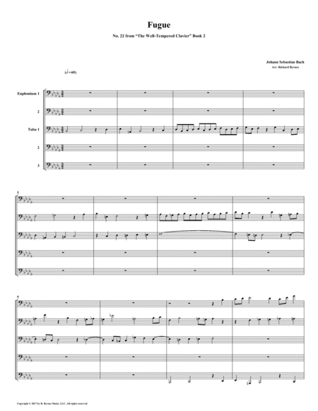 Fugue 22 from Well-Tempered Clavier, Book 2 (Euphonium-Tuba Quintet) image number null