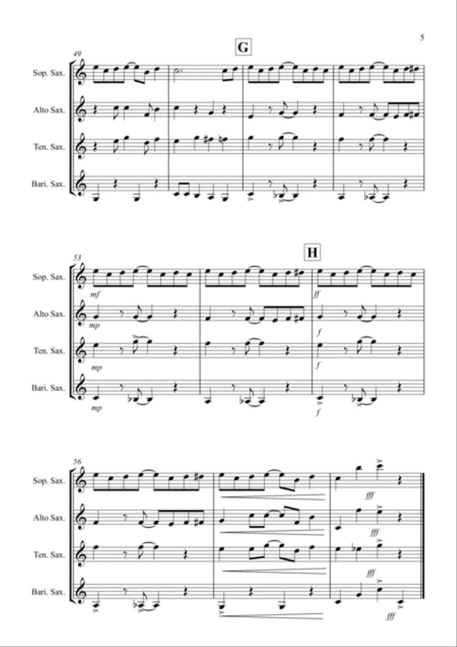 The Entertainer for Saxophone Quartet The Entertainer for Saxophone Quartet Saxophone Quartet scores gallery preview page 5