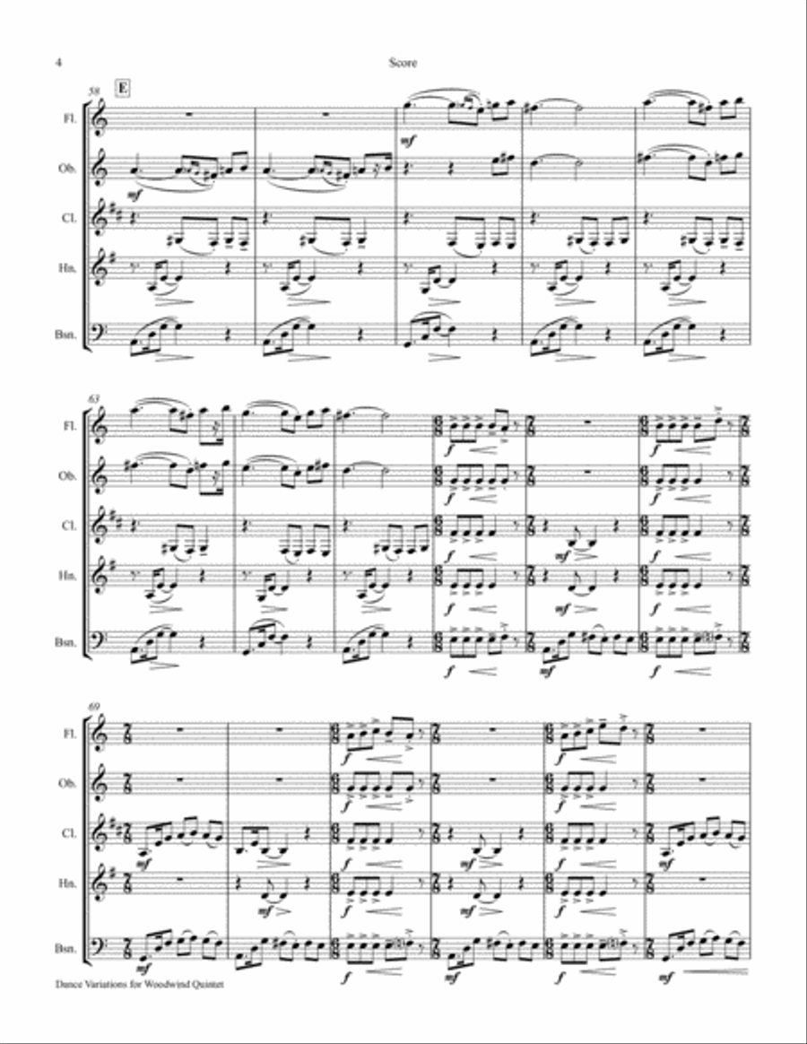 Dance Variations for Woodwind Quintet Woodwind Quintet scores gallery preview page 6