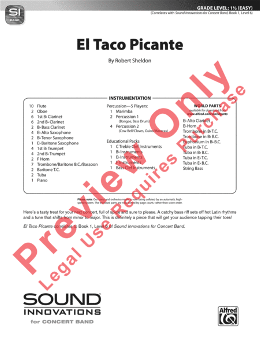 El Taco Picante Concert Band scores gallery preview page 2