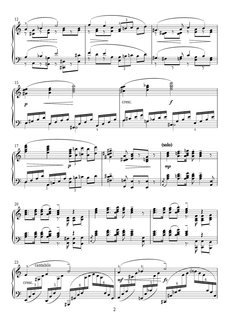 Piano Concerto in A Minor, Op.16, Opening Theme Piano Solo scores gallery preview page 2