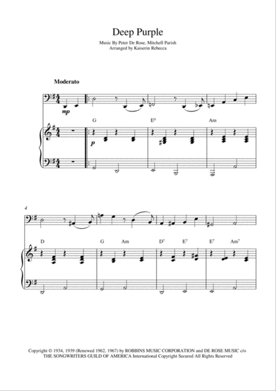 Deep Purple Piano scores gallery preview page 1