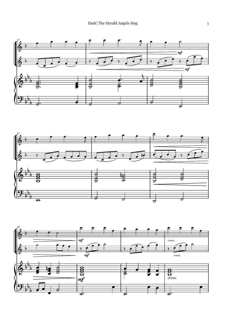Hark! The Herald Angels Sing - Christmas Carol Duet Woodwind Duet scores gallery preview page 3