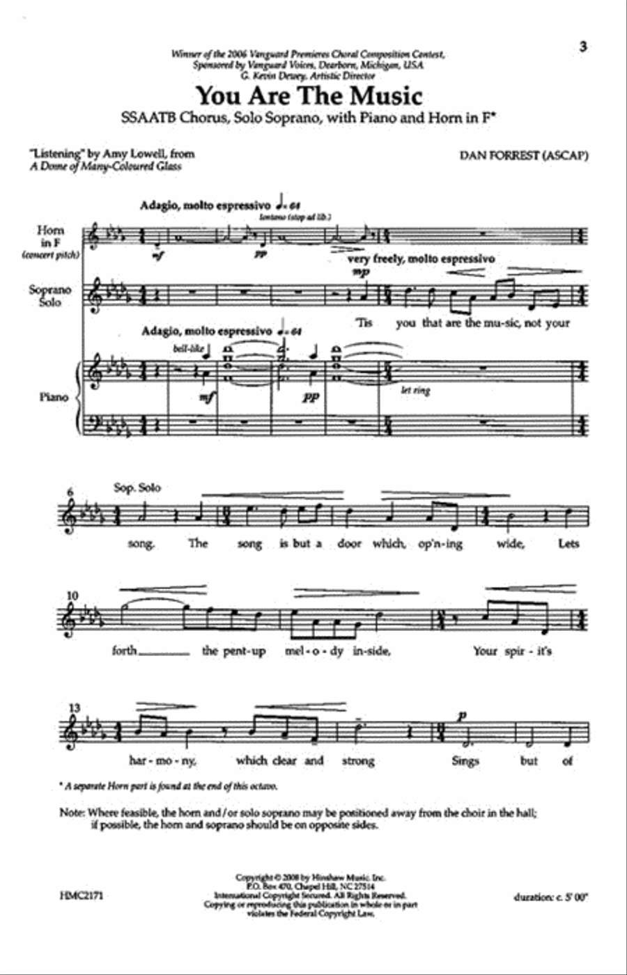 You Are the Music SSAATB scores gallery preview page 2