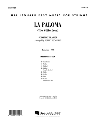 Book cover for La Paloma (The White Dove) - Full Score