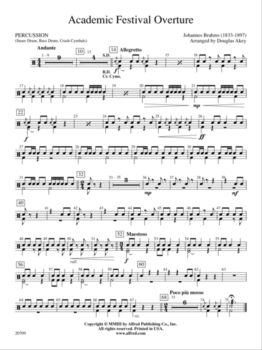 Academic Festival Overture: 1st Percussion Concert Band scores gallery preview page 1