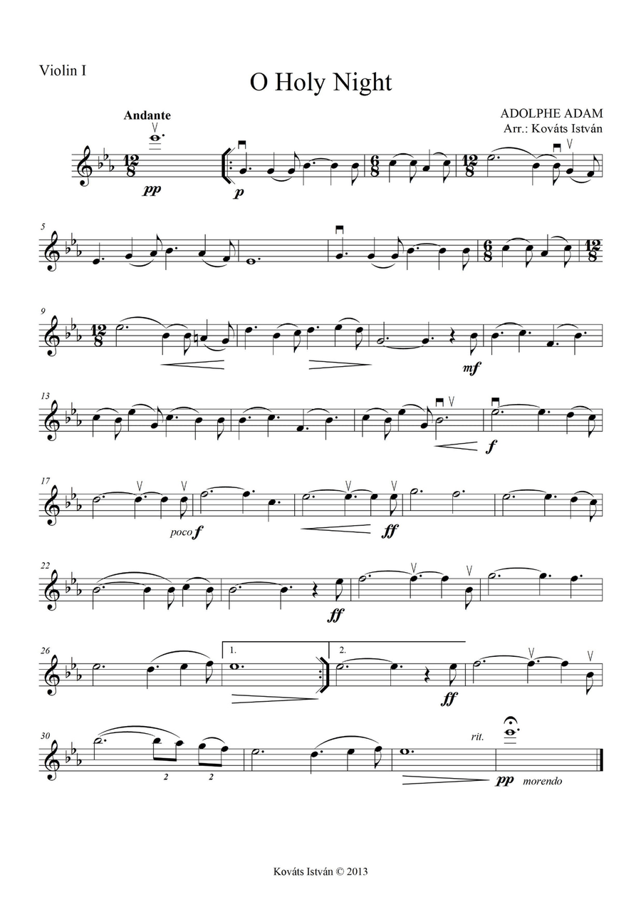 O Holy Night for Vocal Solo and/or String Quartet E-flat String Quartet scores gallery preview page 4
