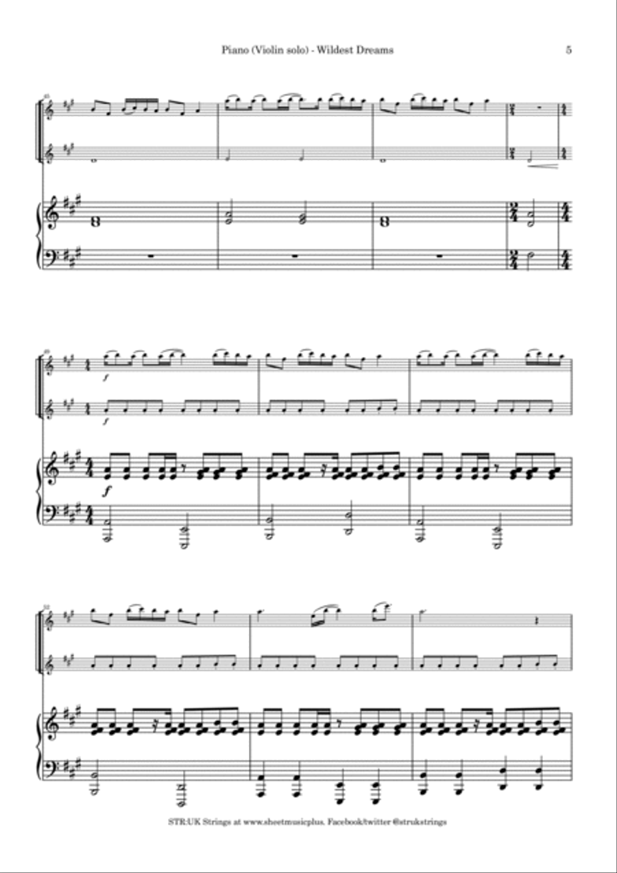 Wildest Dreams Violin Solo scores gallery preview page 6