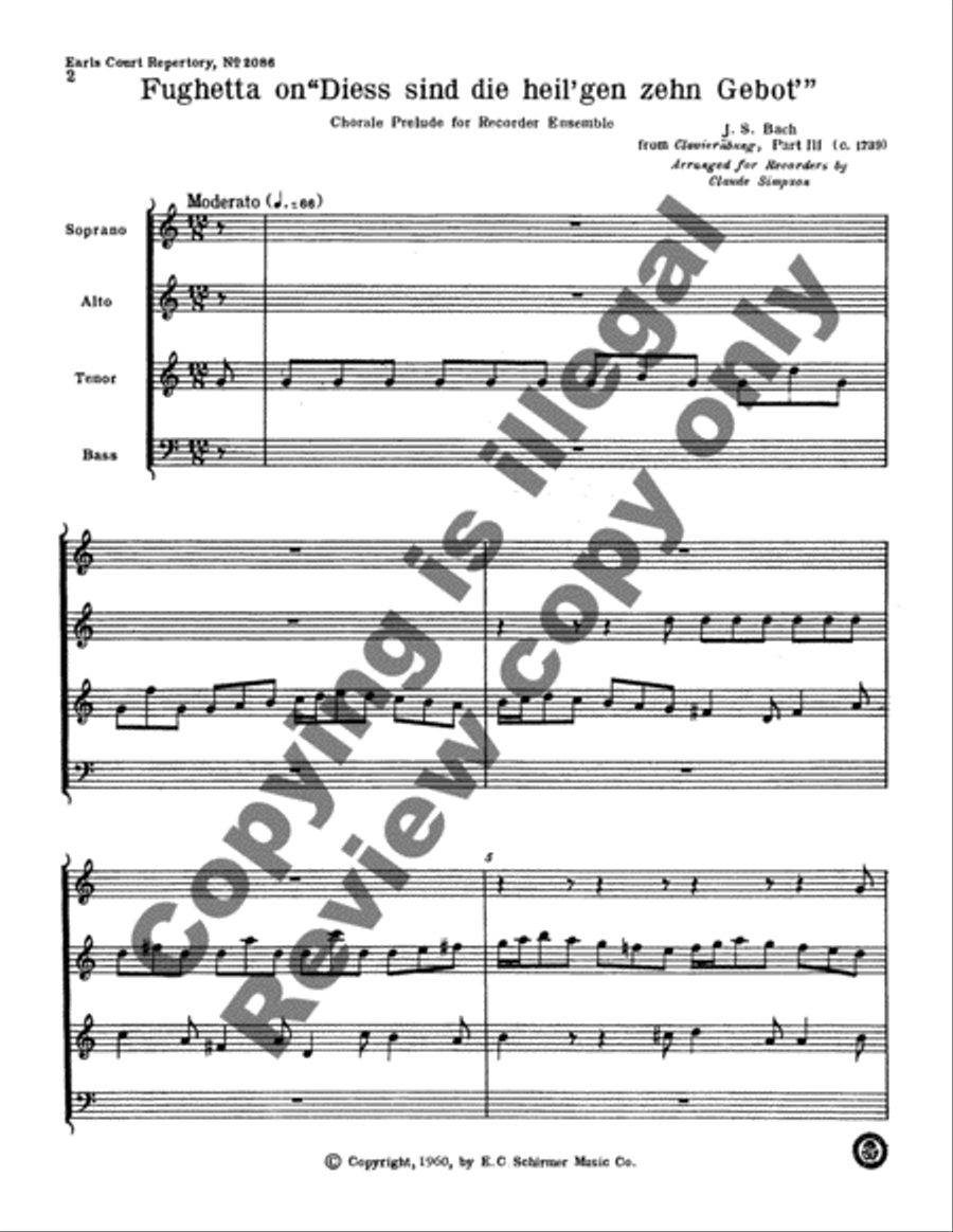 Fughetta on Dies sind die Heil'gen zehn Gebot Recorder scores gallery preview page 6