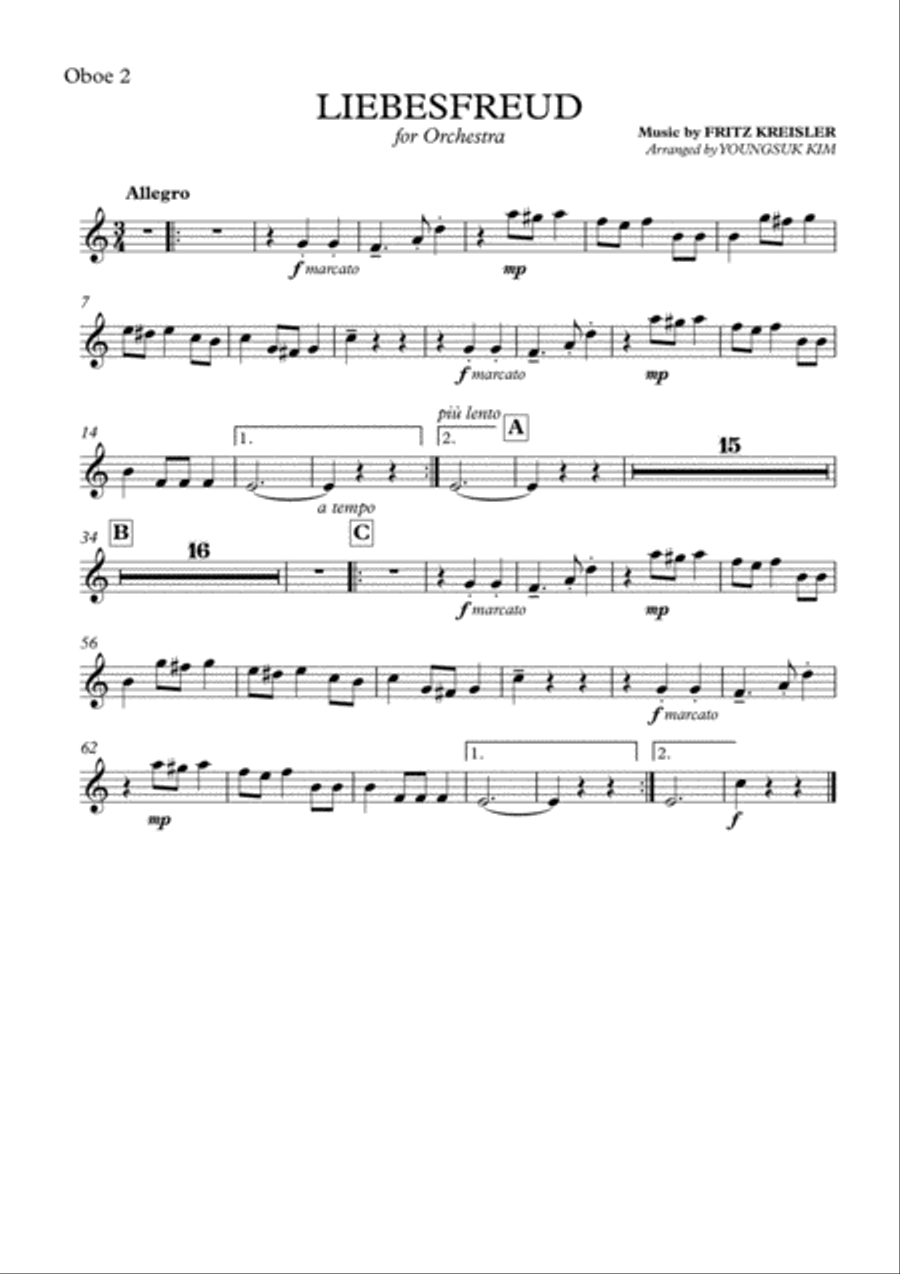 Kreisler: Liebesfreud (for Orchestra) complete parts Full Orchestra scores gallery preview page 5