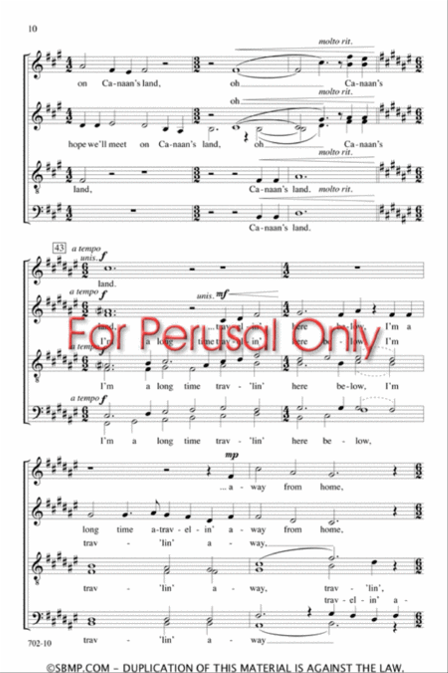 Long Time Trav'ling - SATB divisi Octavo Divisi scores gallery preview page 9