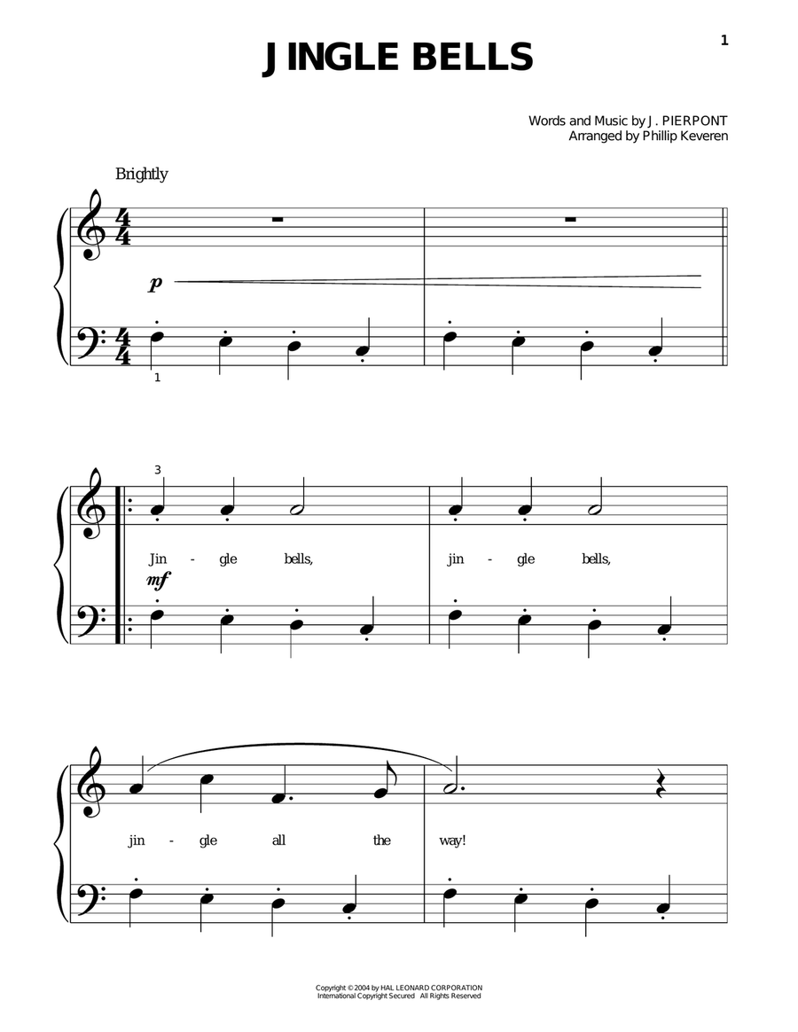 Jingle Bells (arr. Phillip Keveren) Piano Solo scores gallery preview page 1
