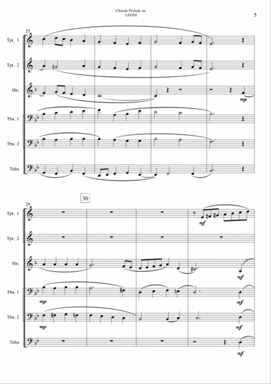 Chorale Prelude on Leoni - Brass Sextet Brass Ensemble scores gallery preview page 5