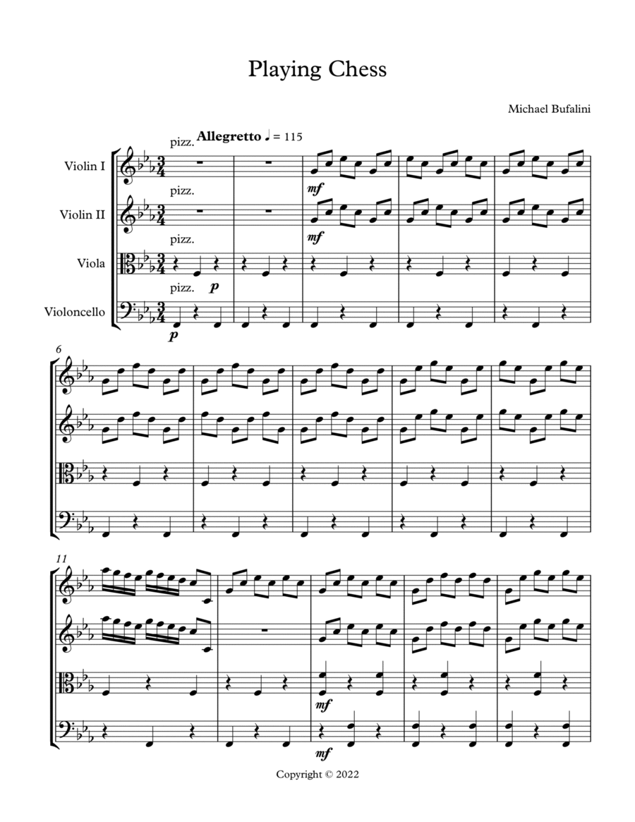 Playing Chess String Quartet scores gallery preview page 1
