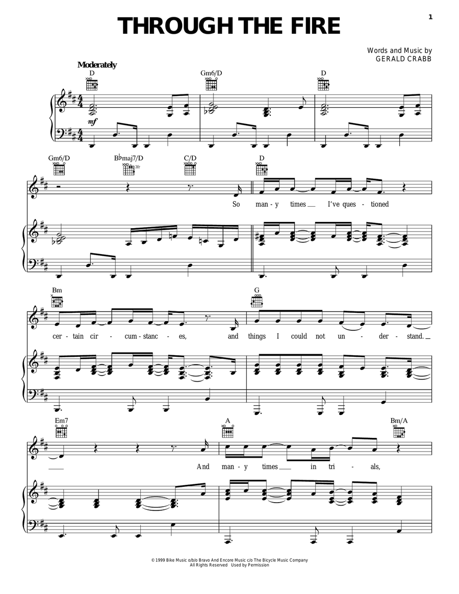 Through The Fire Piano, Vocal, Guitar scores gallery preview page 1