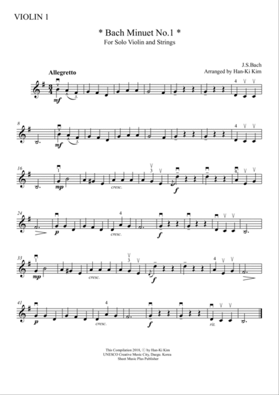 Bach Minuet No.1(For Solo Vn and Strings) String Orchestra scores gallery preview page 4