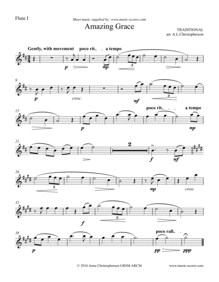 Amazing Grace - Flute Quartet - Intermediate image number null