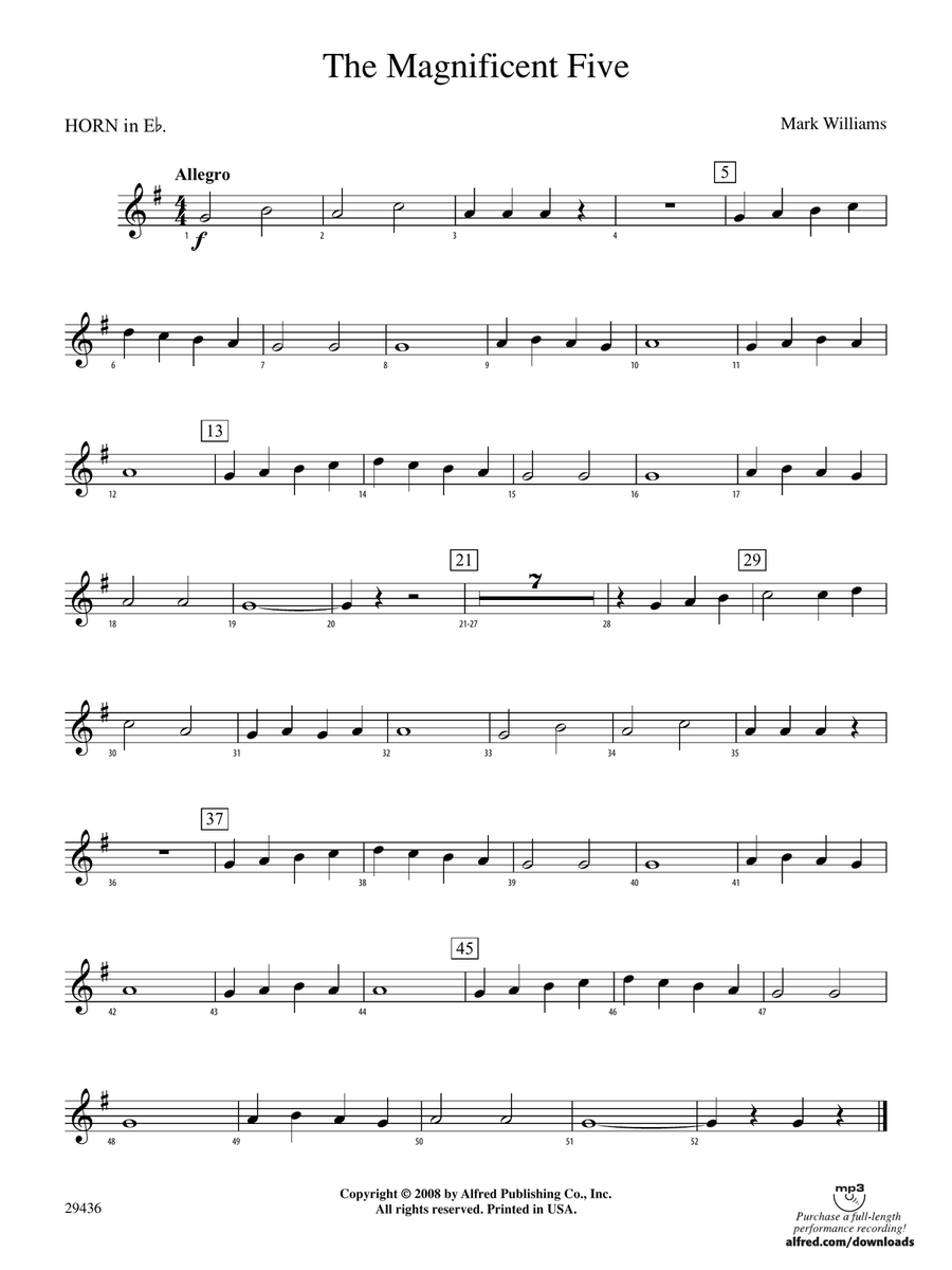 The Magnificent Five: (World Part) 1st Horn in E-flat