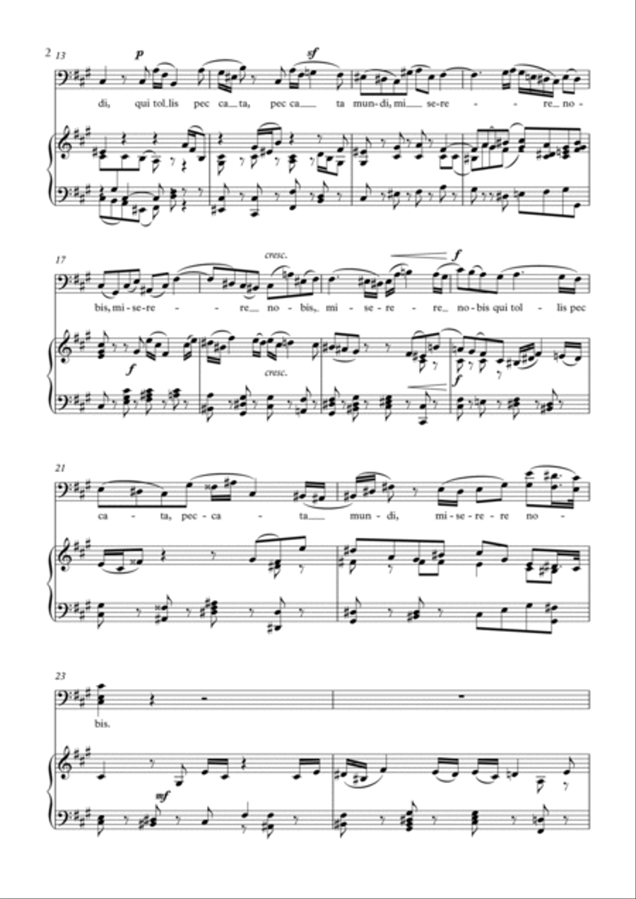 Aria (Agnus dei) from the Mass in B Minor (BACH) - Baritone_F#m Piano, Vocal, Guitar scores gallery preview page 2