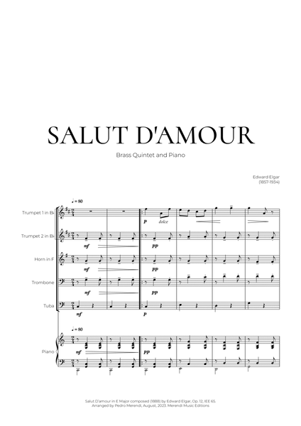 Salut D’amour (Brass Quintet and Piano) - Edward Elgar image number null
