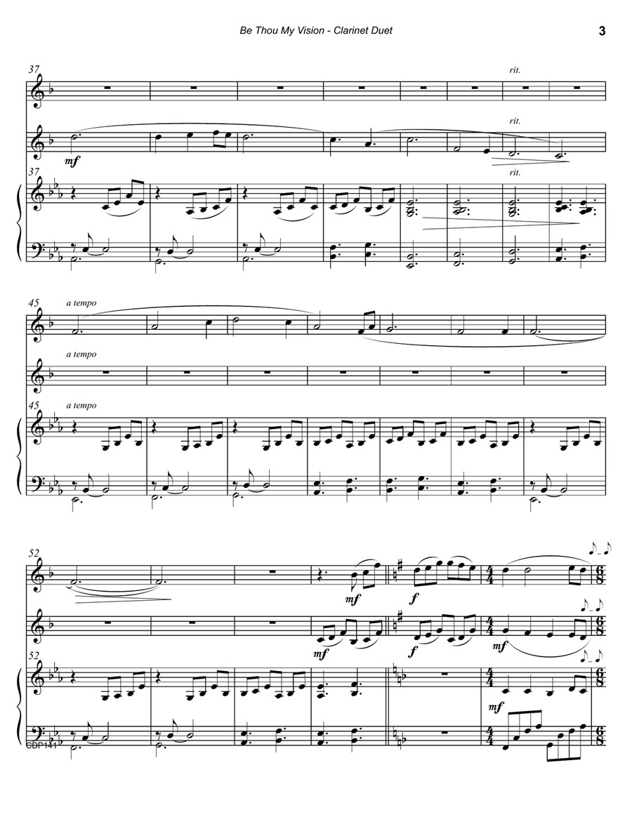 BE THOU MY VISION - CLARINET DUET with Piano Accompaniment Clarinet Duet scores gallery preview page 3