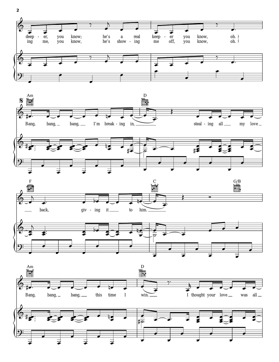 Bang Bang Bang Bang Bang Bang Piano, Vocal, Guitar scores gallery preview page 2