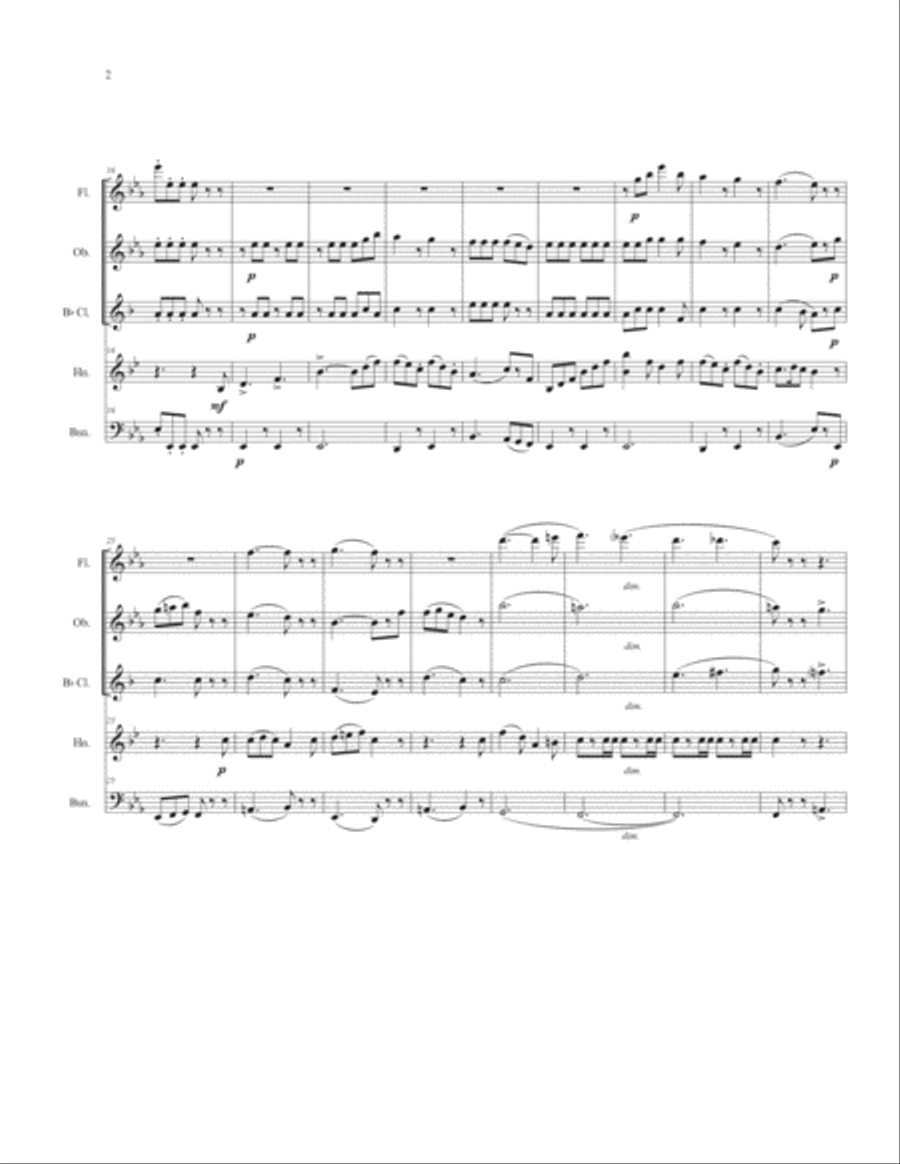 Horn Concerto #2 Finale for Woodwind Quintet Woodwind Quintet scores gallery preview page 4