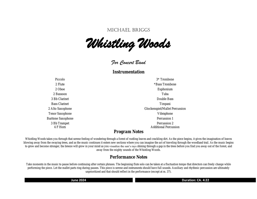 Whistling Woods Concert Band scores gallery preview page 1