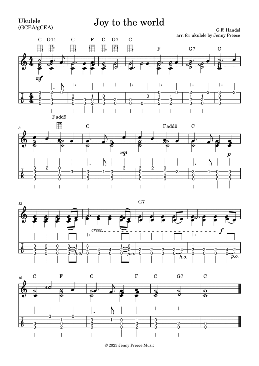 Joy To The World Ukulele scores gallery preview page 1