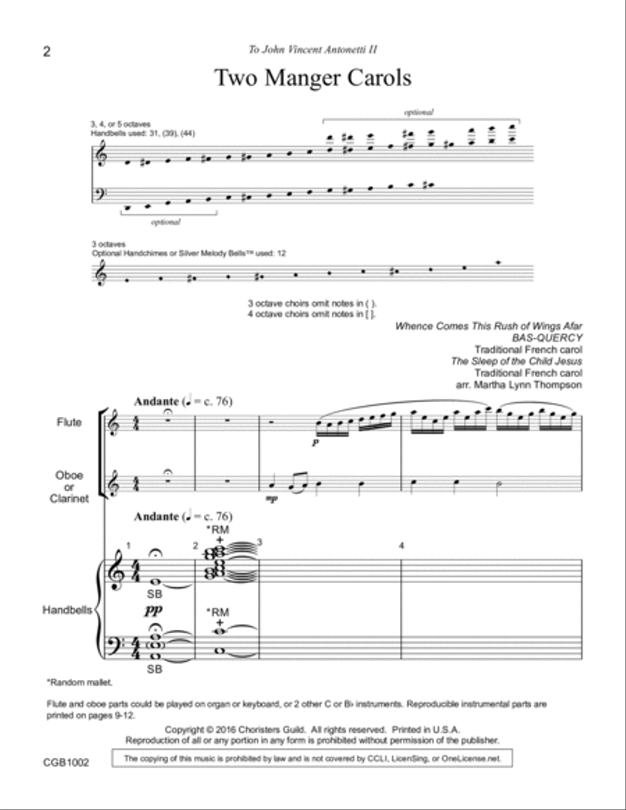 Two Manger Carols Handbell Choir scores gallery preview page 2