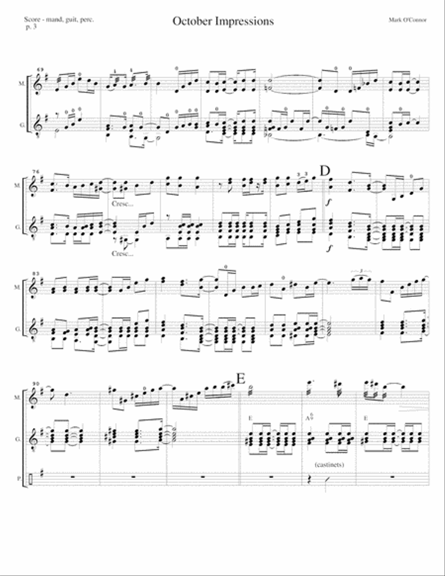 October Impressions (score – mandolin, guitar, percussion) Small Ensemble scores gallery preview page 5