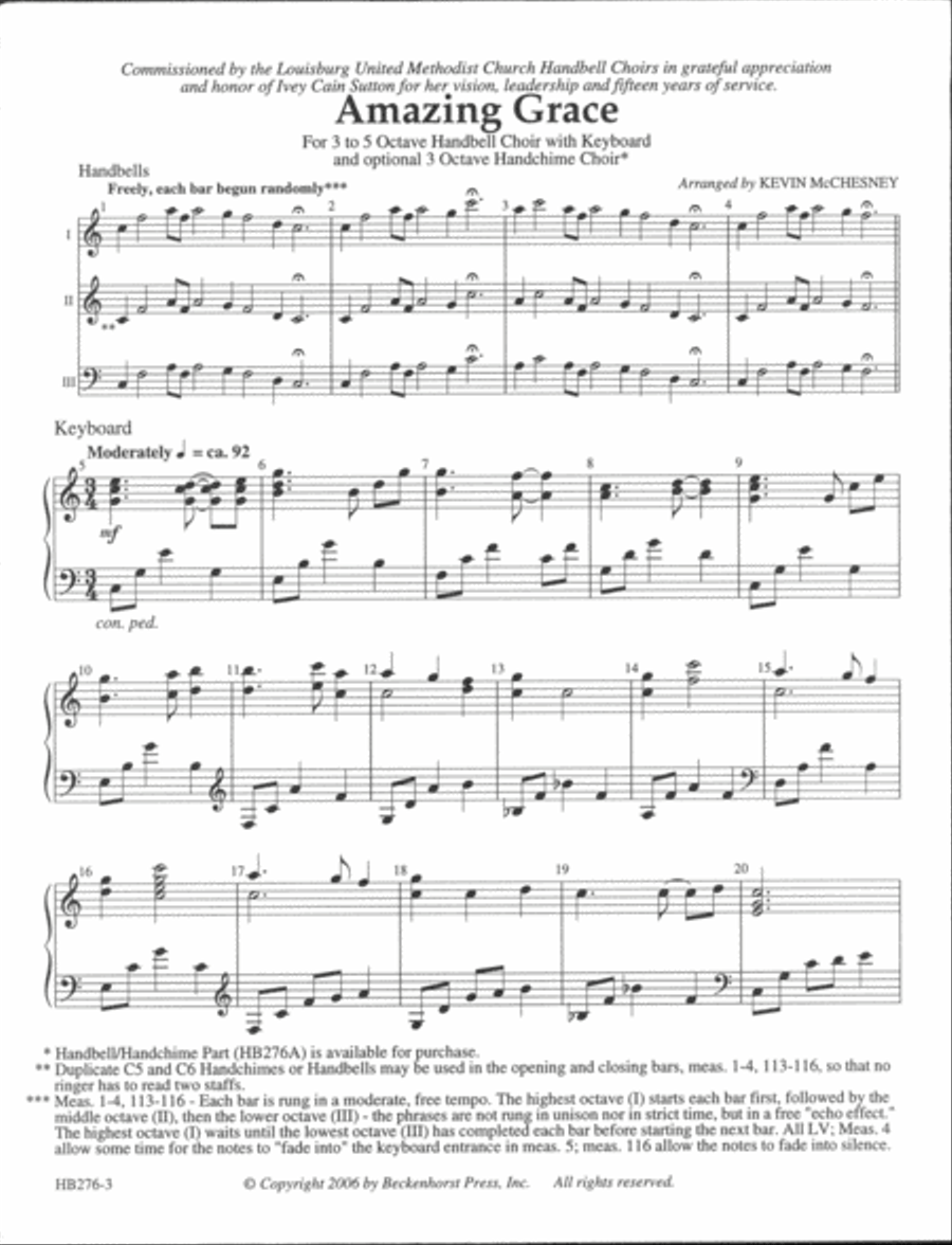 Amazing Grace - full score Handbell Choir scores gallery preview page 2