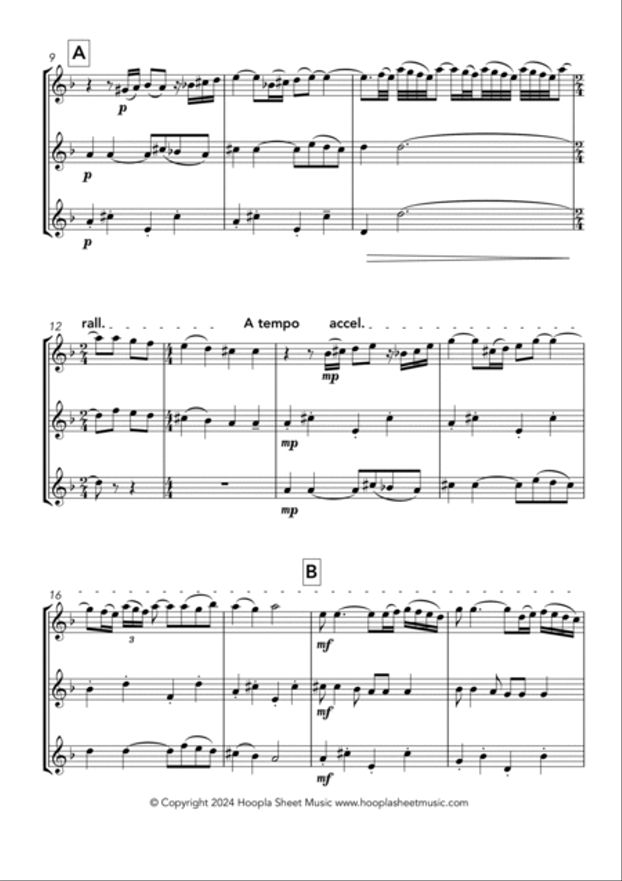 Hava Nagila Woodwind Trio scores gallery preview page 2