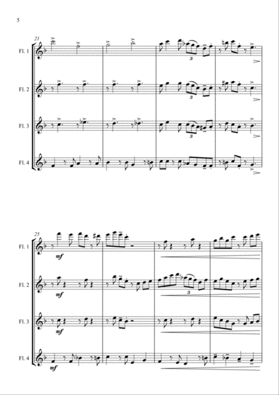 Country Garden - A Jazz Arrangement - for Flute Quartet Flute Quartet scores gallery preview page 6