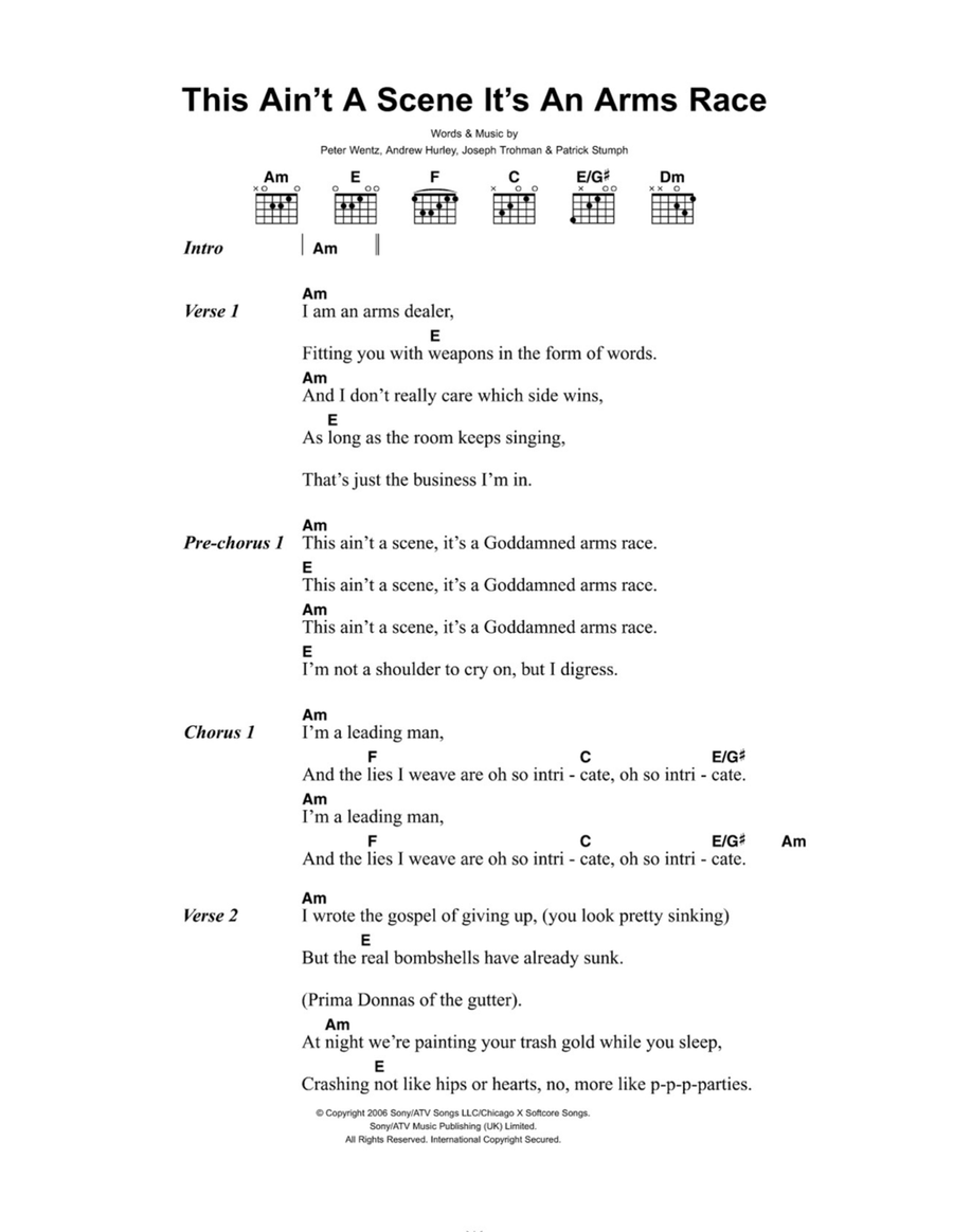 This Ain't A Scene, It's An Arms Race Easy Guitar scores gallery preview page 1