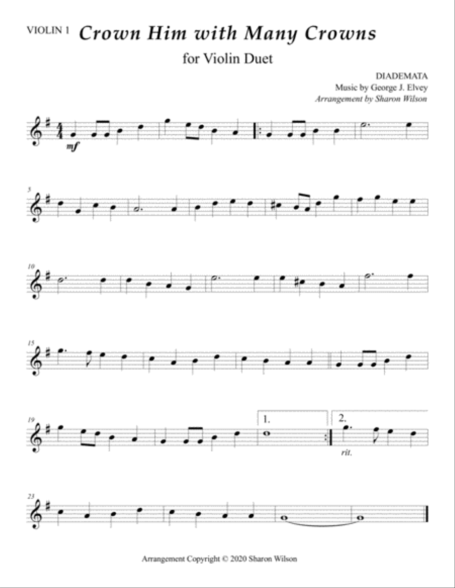 Crown Him with Many Crowns (for Violin Duet) String Duet scores gallery preview page 2