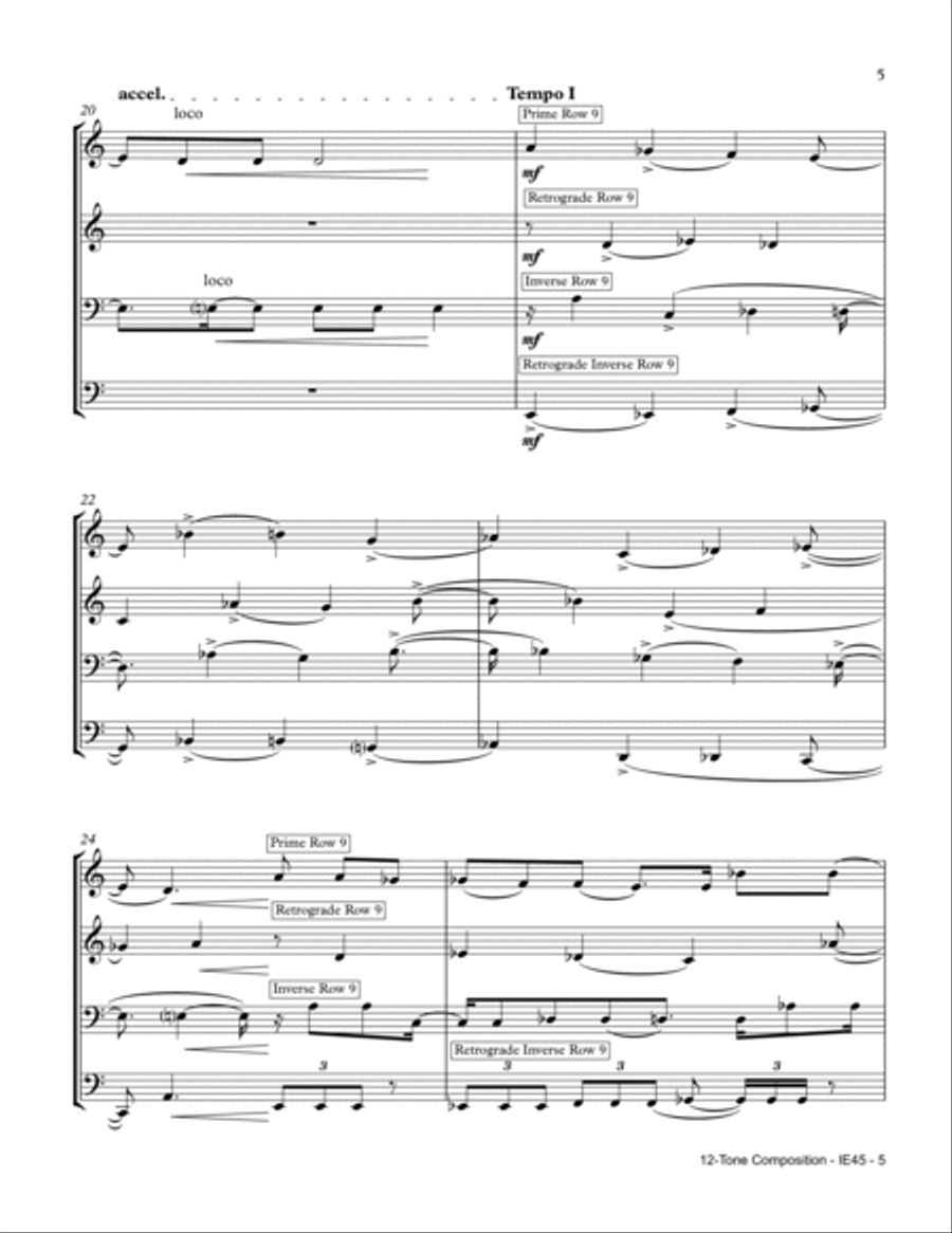 12-tone composition for 4 instruments Small Ensemble scores gallery preview page 5