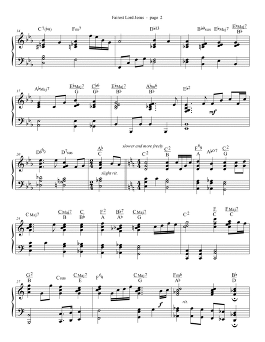 Fairest Lord Jesus - two contrasting styles piano arr. image number null