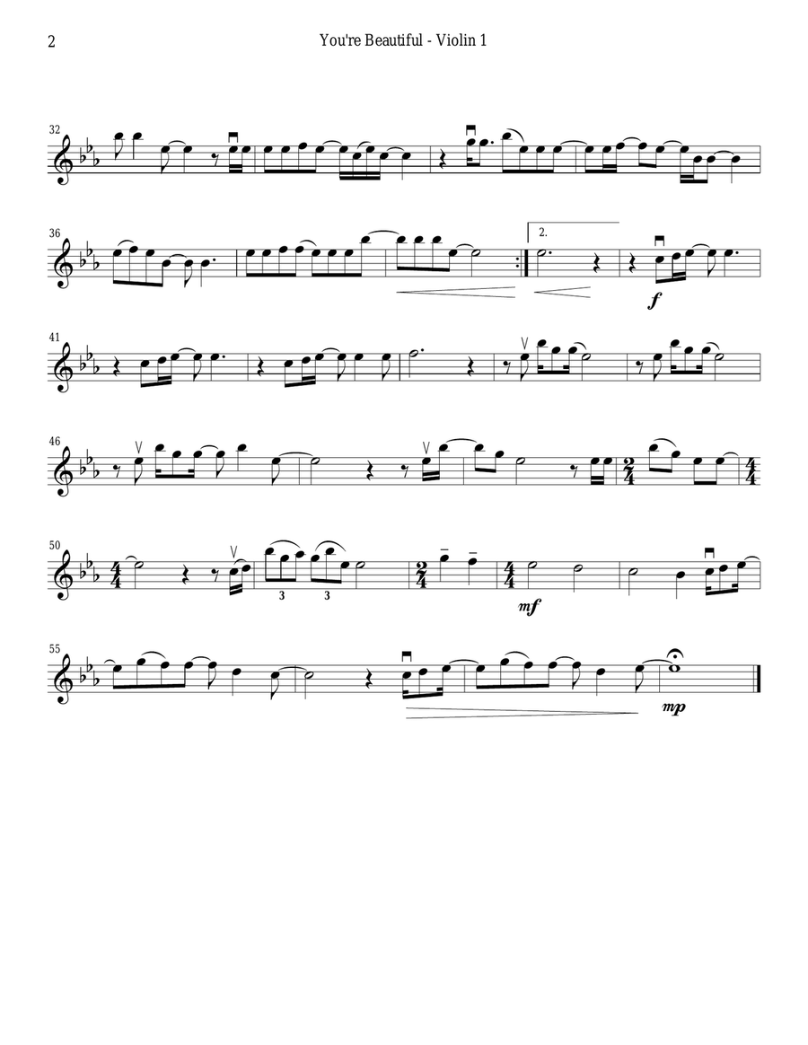 You're Beautiful You're Beautiful String Quartet scores gallery preview page 2