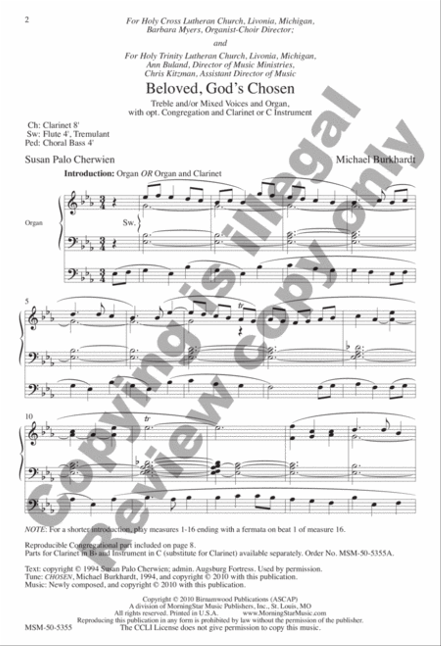 Beloved, God's Chosen Unison Choir scores gallery preview page 2