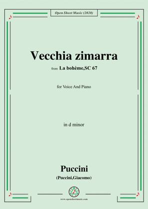 Book cover for Puccini-Vecchia zimarra,in d minor,for Voice and Piano