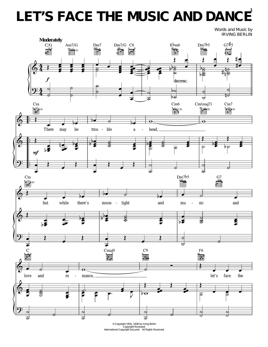 Let's Face The Music And Dance Guitar scores gallery preview page 1