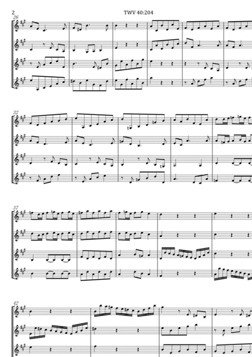 Telemann - 4 Concerti for 4 Violins, TWV 40:204 - String Quartet Original image number null