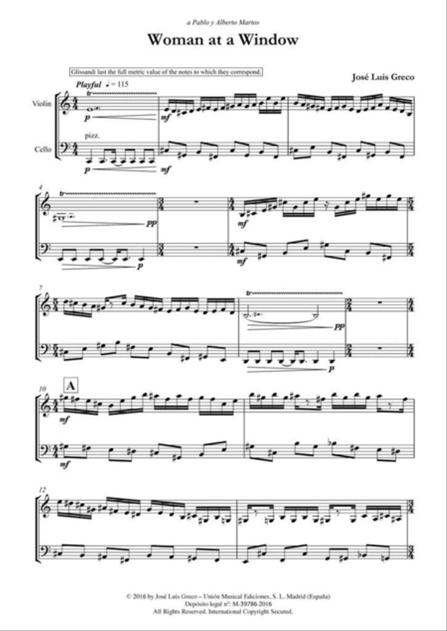 Woman at a Window Cello scores gallery preview page 2